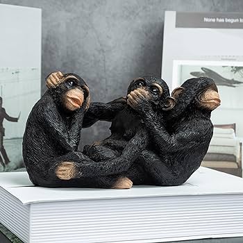 Amazon.co.jp: 置き物 見ざる・聞かざる・言わざる 猿 動物像